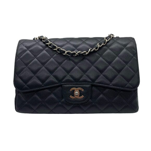 Chanel Classic Caviar Jumbo Single Flap CF Black GHW (13***96) cc419 - Picture 1 of 10